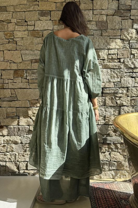 Lenni Cotton Midi Over Shirt Washed Khaki /50=